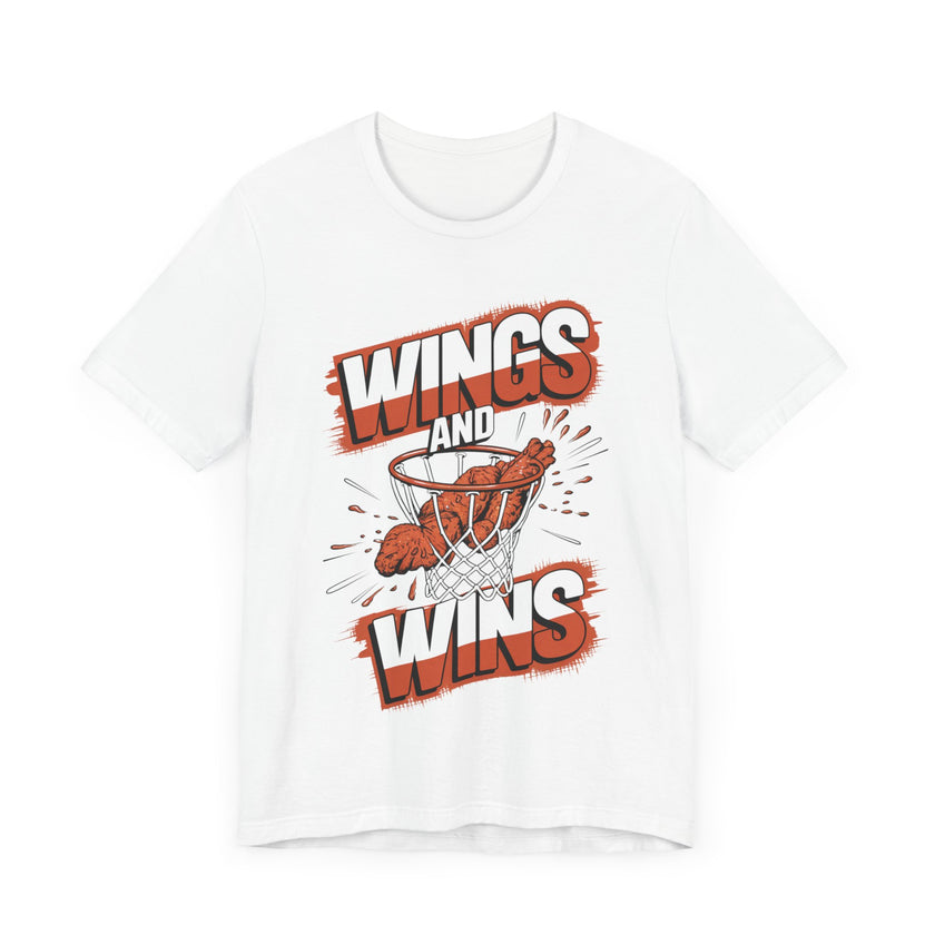 Wings and Wins - Funny Basketball and Food T-Shirt