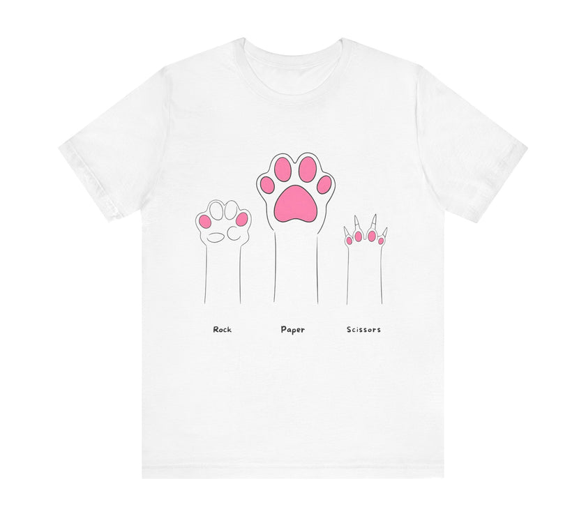 Rock Paper Scissors Cat Paw T-Shirt – Cute Minimalist Feline Humor Tee