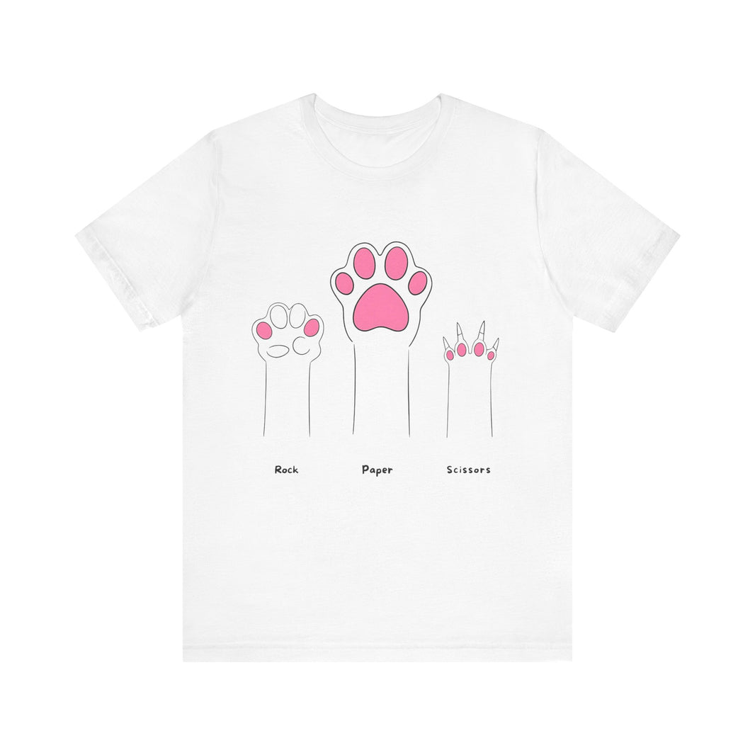 Rock Paper Scissors Cat Paw T-Shirt – Cute Minimalist Feline Humor Tee