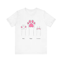 Rock Paper Scissors Cat Paw T-Shirt – Cute Minimalist Feline Humor Tee