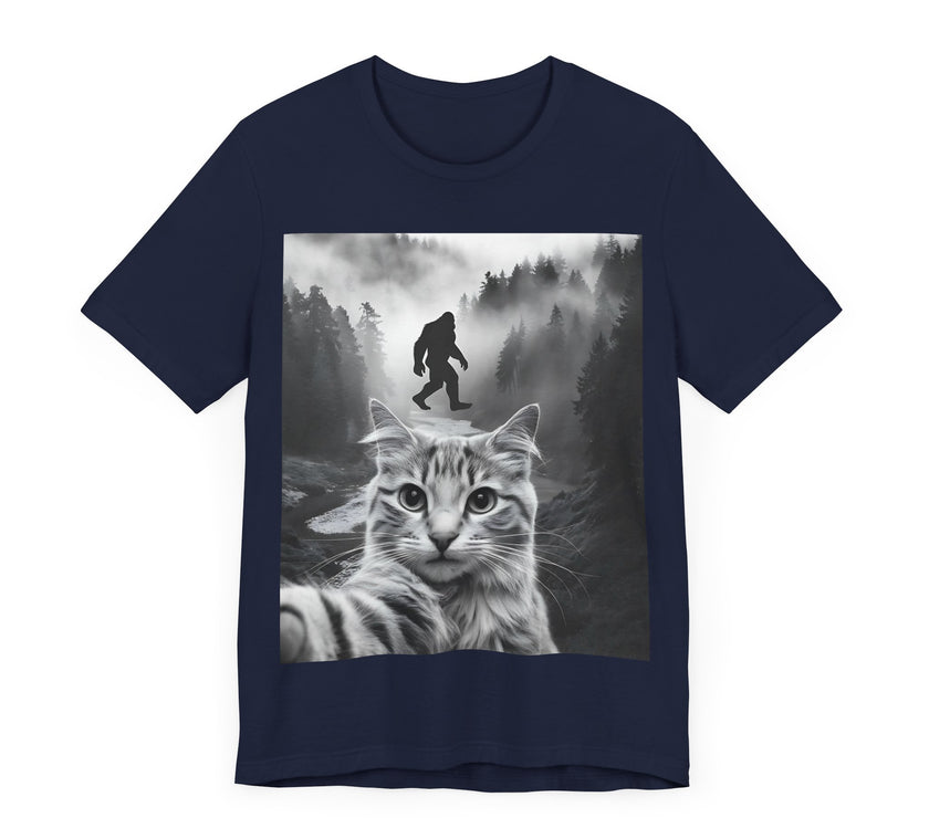 Cat Selfie with Bigfoot - Funny and Quirky T-Shirt