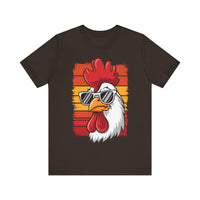 Cool Rooster with Sunglasses and Vintage Sunset - Funny Retro-Style T-Shirt