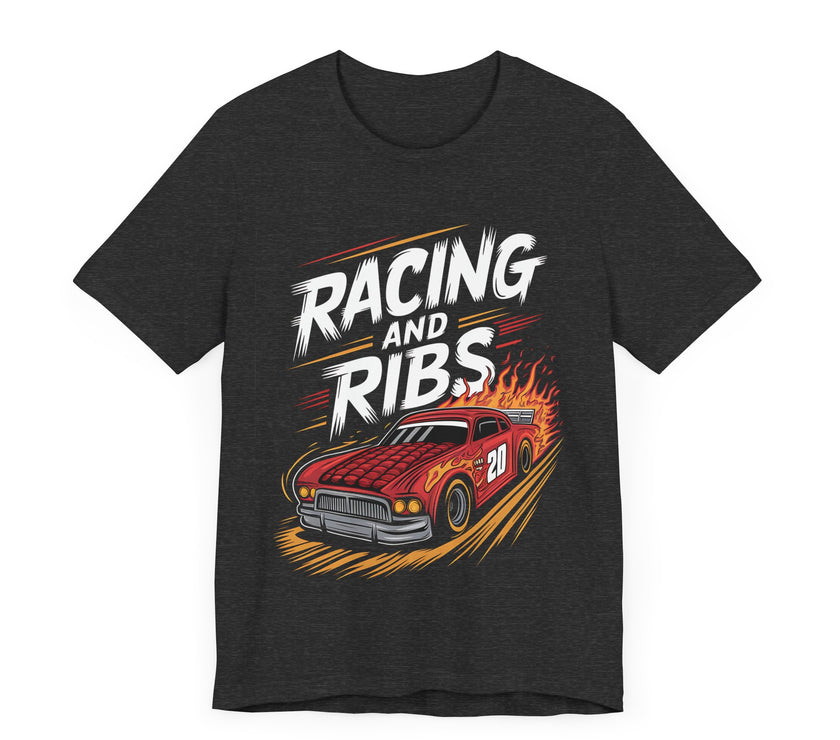 Racing and Ribs - Funny Racing Car and Food Design T-Shirt