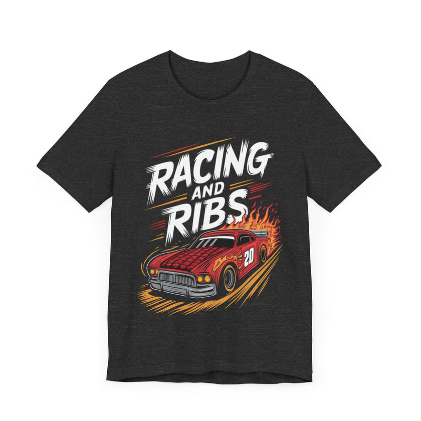 Racing and Ribs - Funny Racing Car and Food Design T-Shirt