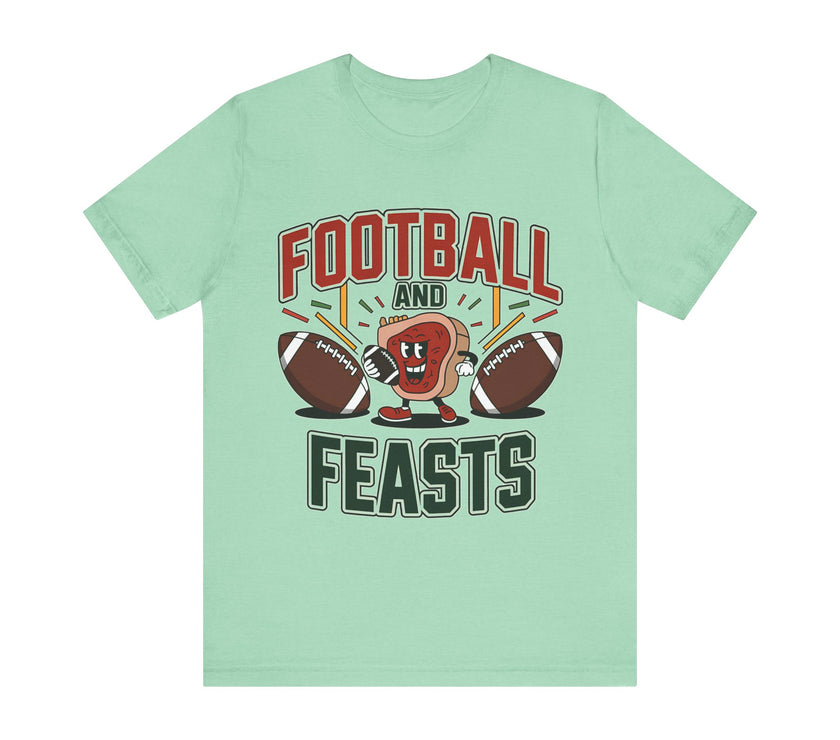 Football Feasts - Funny Rugby and Steak T-Shirt