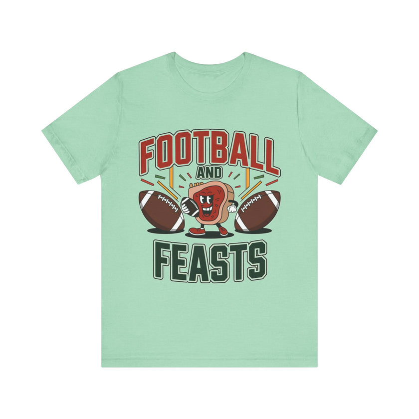 Football Feasts - Funny Rugby and Steak T-Shirt