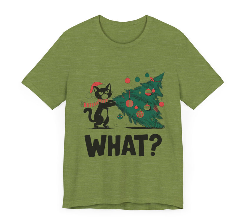 What? - Funny Christmas Cat T-Shirt