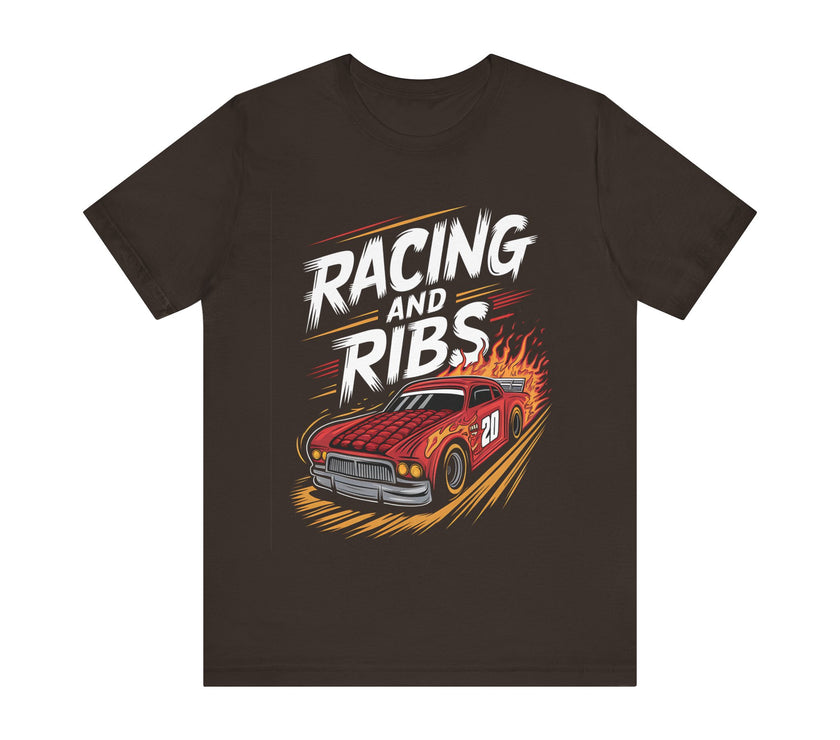 Racing and Ribs - Funny Racing Car and Food Design T-Shirt