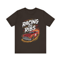 Racing and Ribs - Funny Racing Car and Food Design T-Shirt