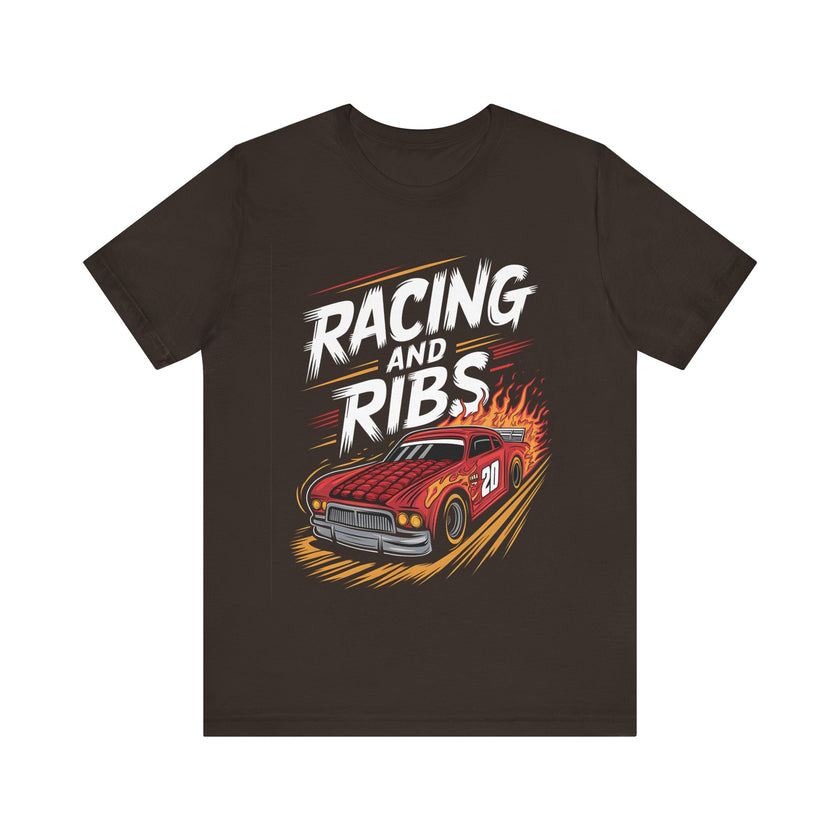 Racing and Ribs - Funny Racing Car and Food Design T-Shirt