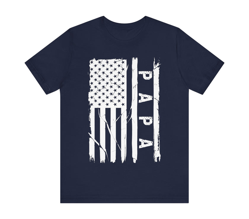 Patriotic PAPA T-Shirt - Bold American Flag Design