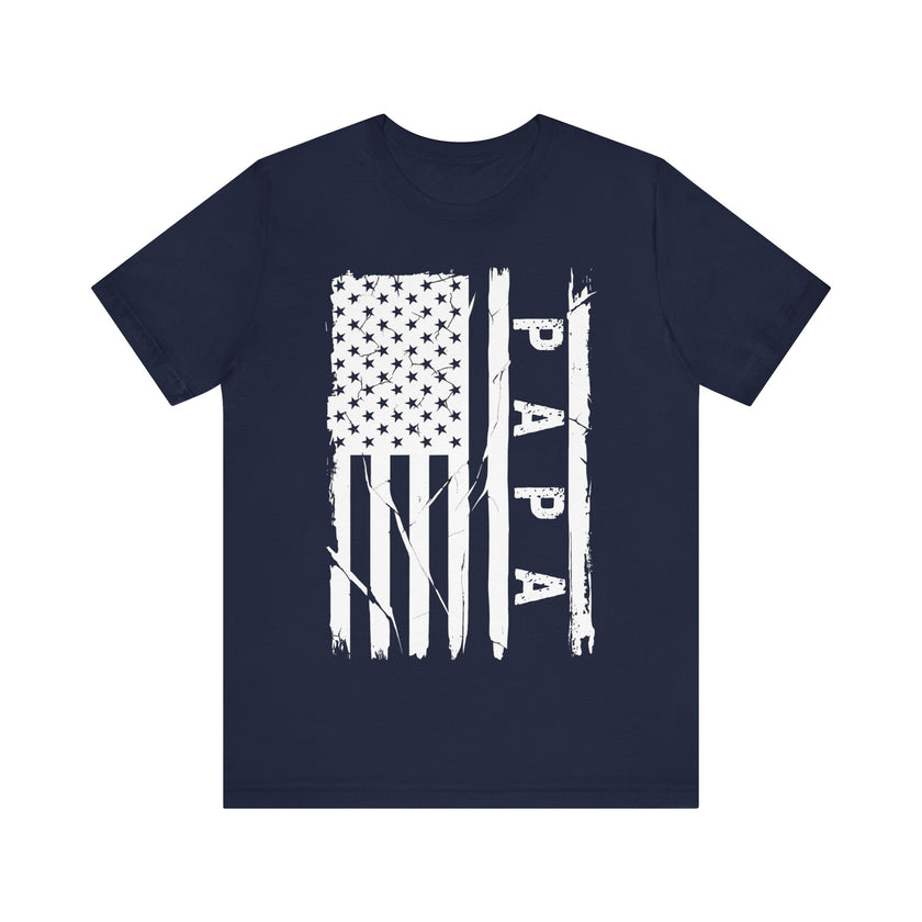 Patriotic PAPA T-Shirt - Bold American Flag Design