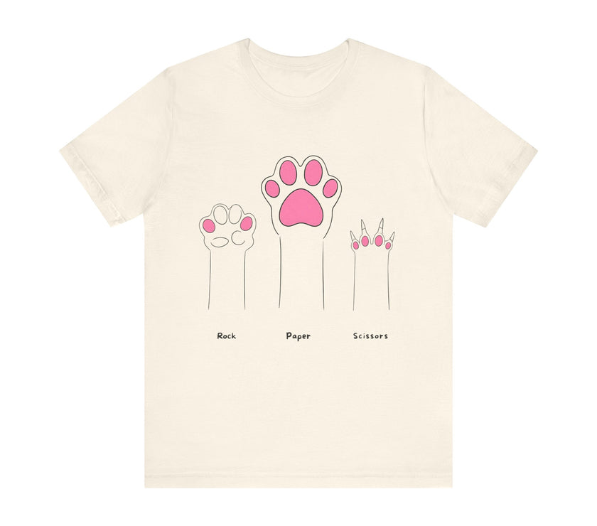 Rock Paper Scissors Cat Paw T-Shirt – Cute Minimalist Feline Humor Tee