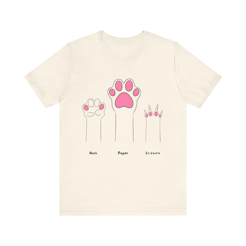 Rock Paper Scissors Cat Paw T-Shirt – Cute Minimalist Feline Humor Tee