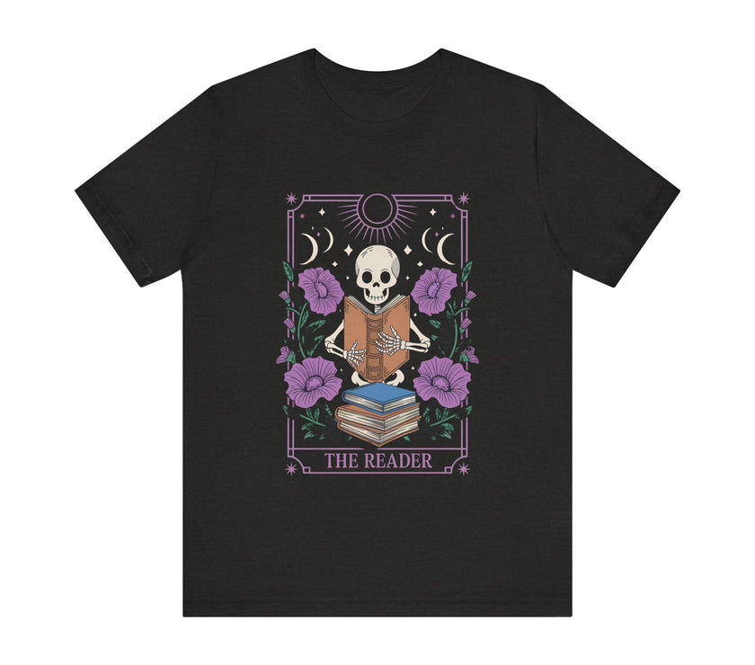 "The Reader" Gothic Skeleton Book Lover T-Shirt