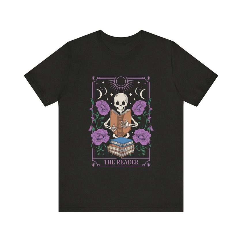 "The Reader" Gothic Skeleton Book Lover T-Shirt