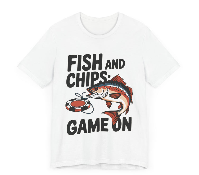 Fish and Chips: Game On - Funny Fishing and Gaming T-Shirt