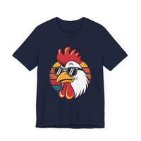 Cool Rooster with Sunglasses with Vintage Sunset - Funny Retro-Style T-Shirt