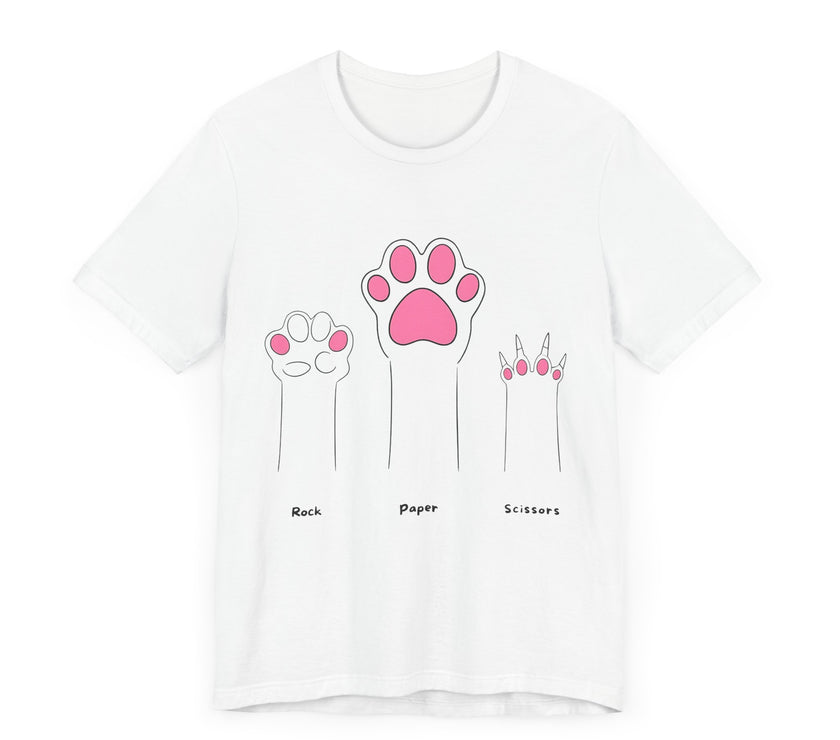 Rock Paper Scissors Cat Paw T-Shirt – Cute Minimalist Feline Humor Tee