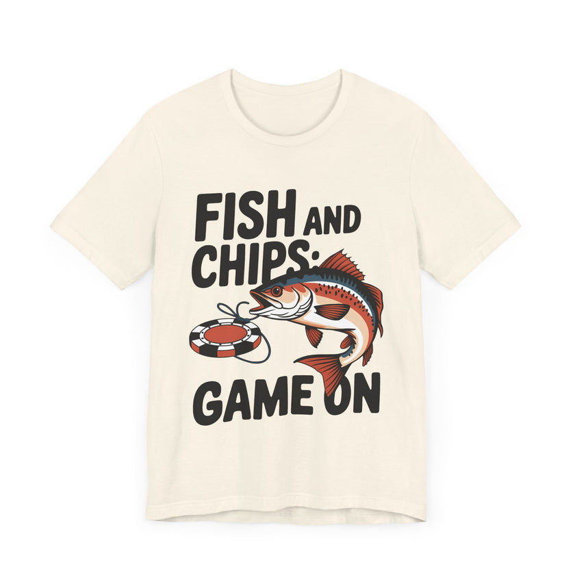 Fish and Chips: Game On - Funny Fishing and Gaming T-Shirt