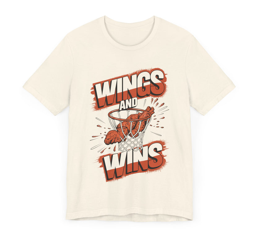 Wings and Wins - Funny Basketball and Food T-Shirt