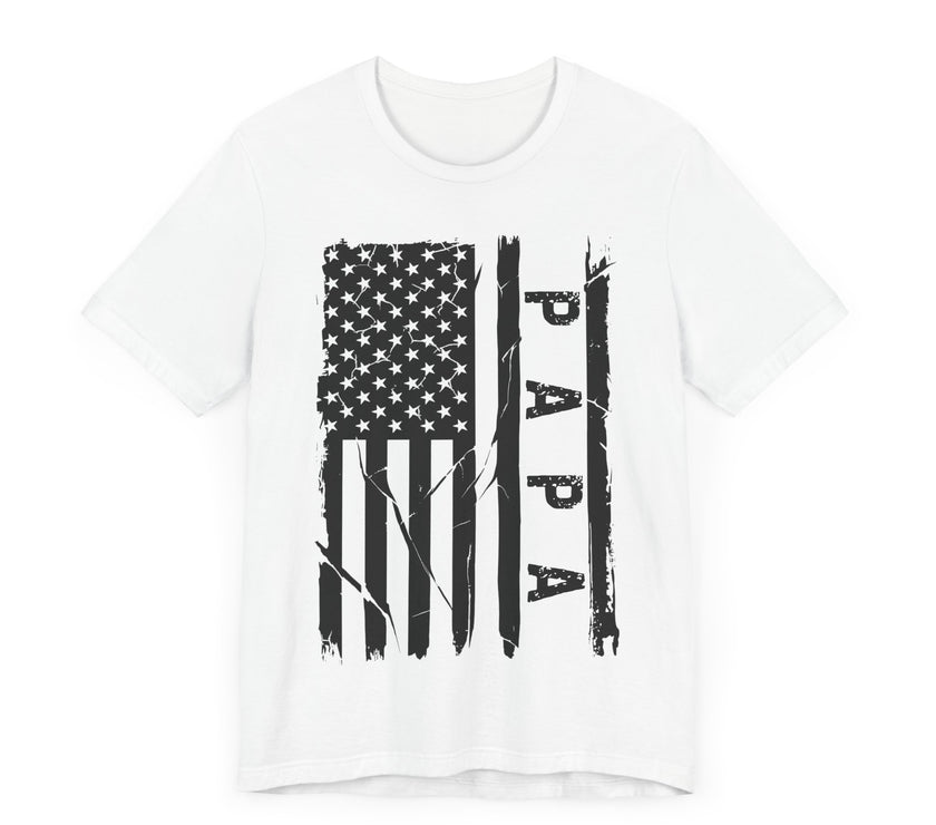 Patriotic PAPA T-Shirt - Bold American Flag Design