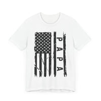 Patriotic PAPA T-Shirt - Bold American Flag Design