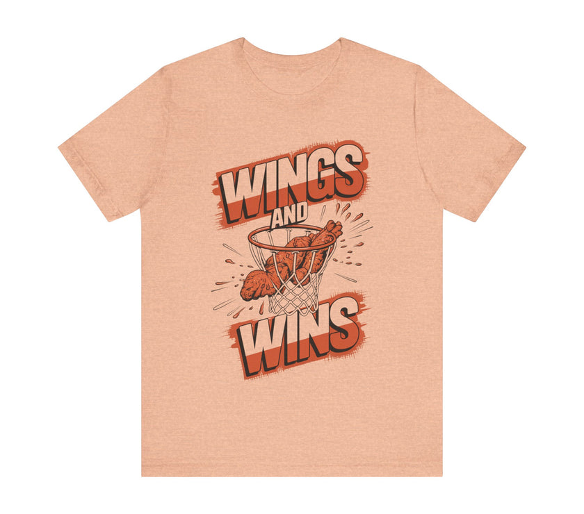 Wings and Wins - Funny Basketball and Food T-Shirt