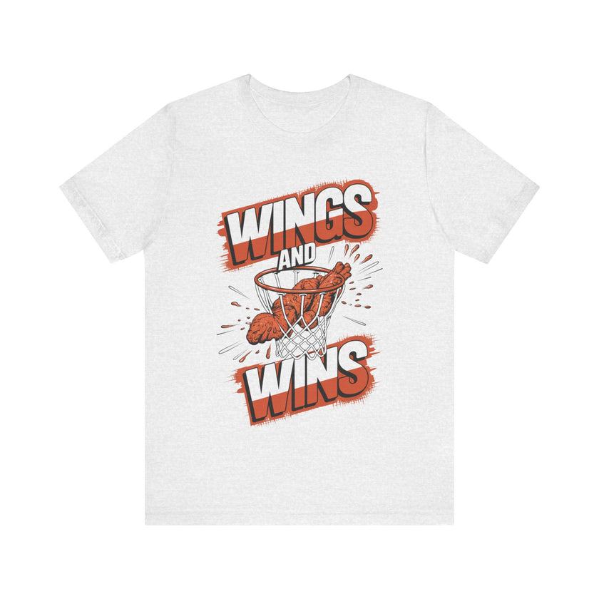 Wings and Wins - Funny Basketball and Food T-Shirt