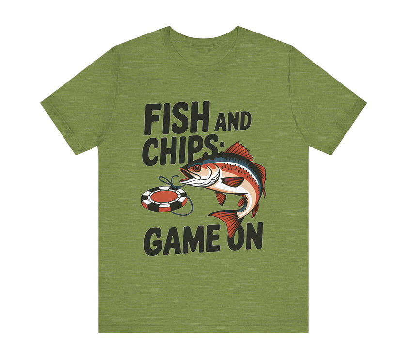 Fish and Chips: Game On - Funny Fishing and Gaming T-Shirt