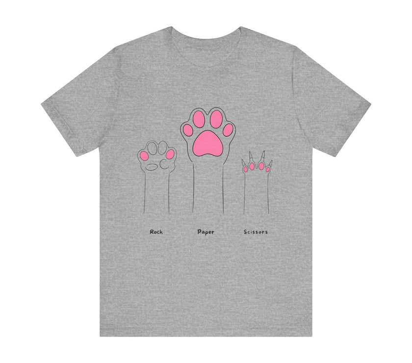 Rock Paper Scissors Cat Paw T-Shirt – Cute Minimalist Feline Humor Tee