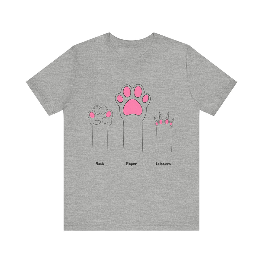 Rock Paper Scissors Cat Paw T-Shirt – Cute Minimalist Feline Humor Tee