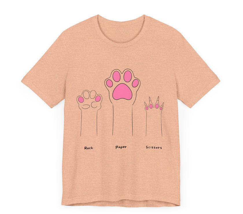 Rock Paper Scissors Cat Paw T-Shirt – Cute Minimalist Feline Humor Tee