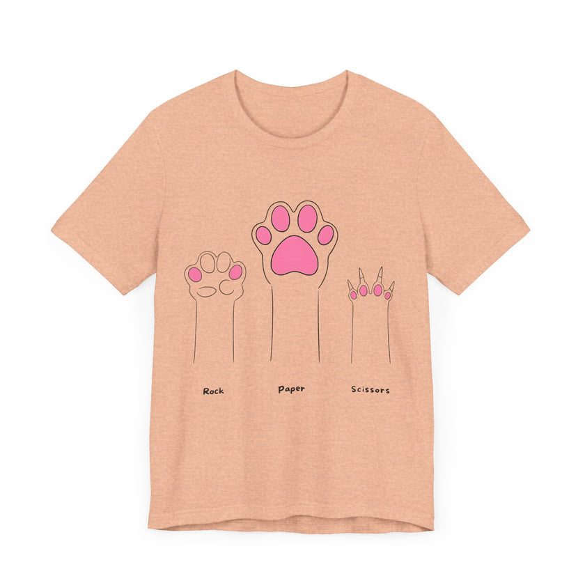 Rock Paper Scissors Cat Paw T-Shirt – Cute Minimalist Feline Humor Tee