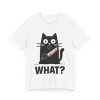 What? - Funny Surprised Black Cat with Knife T-Shirt