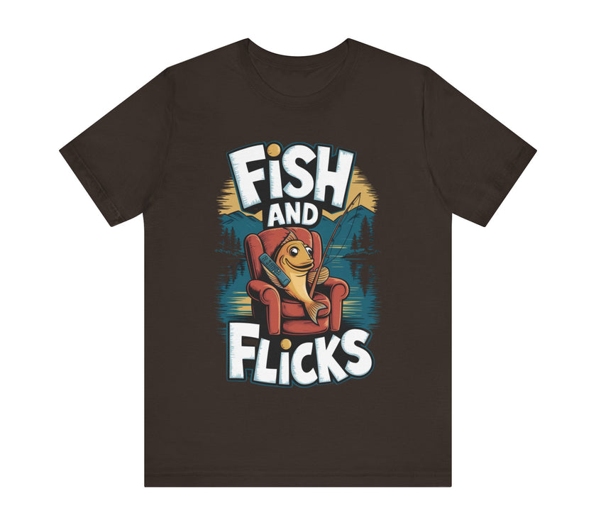 Fish and Flicks - Funny Fishing and Movie Lover T-Shirt