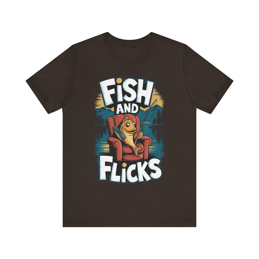 Fish and Flicks - Funny Fishing and Movie Lover T-Shirt