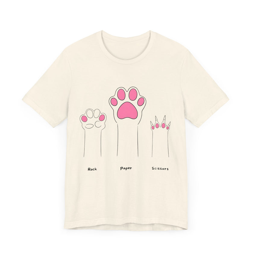 Rock Paper Scissors Cat Paw T-Shirt – Cute Minimalist Feline Humor Tee