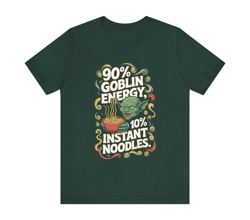 "90% Goblin Energy, 10% Instant Noodles" Quirky T-Shirt