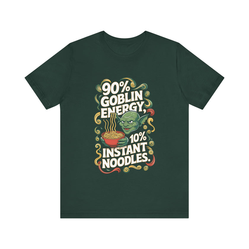 "90% Goblin Energy, 10% Instant Noodles" Quirky T-Shirt